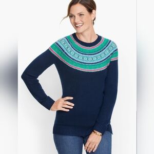 Talbots Beaded Fair Isle Pullover Sweater Large